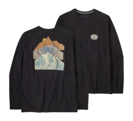 Langarmshirt Patagonia Snowstitcher Pocket Responsibili-Tee Ink Black