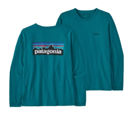 Shirt Patagonia Women P-6 Long Sleeve Logo Responsibili-Tee Belay Blue