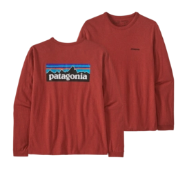T-shirt Manches Longues Patagonia Femme P-6 Logo Responsibili-Tee Burl Red