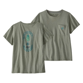 T-shirt Patagonia Femme Clean Climb Bloom Pocket Responsibili-Tee Sleet Green