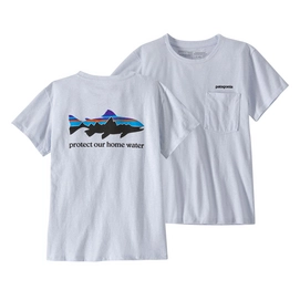 T-Shirt Patagonia Women Home Water Trout Pocket Responsibili-Tee White