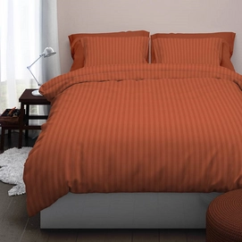 Dekbedovertrek Satin d'or Streep Spiced Terra Satijn