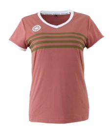 T-shirt de Tennis The Indian Maharadja Girls Kadiri Striped V-neck Rose-Taille 140