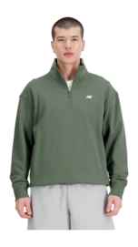 Pullover New Balance Athletics Remastered French Terry 1/4 Zip Herren Deep Olive Green