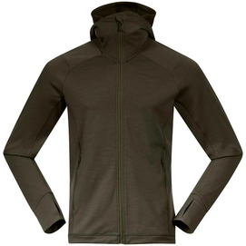 Zip Sweatshirt Bergans Men Ulstein Wool Hood Dark Green Mud
