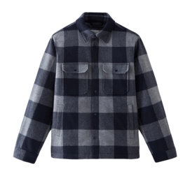 Overshirt Woolrich Men Alaskan Wool Check Overshirt Blue Buffalo