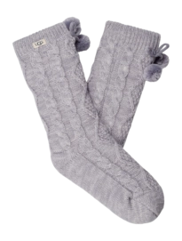 Sok UGG Pom Pom Fleece Lined Crew Sock Cloudy Grey-Schoenmaat 36 - 41