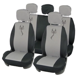 Stoelhoesset Carpoint Scorpion Grijs Zwart (9-delig)