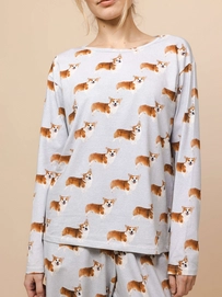 Langarmshirt Snurk Damen Corgi Time