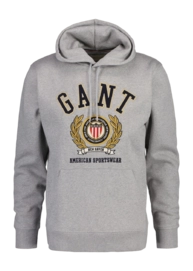 Pull à Capuche  GANT Homme Crest Sweat Grey Melange
