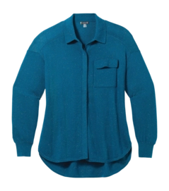 Shirt Smartwool Women Edgewood Button Down Sweater Twilight Blue Donegal