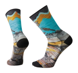 Cycling Socks Smartwool Unisex Bike Zero Cushion Wolf Print Crew Socks Multi-Colour