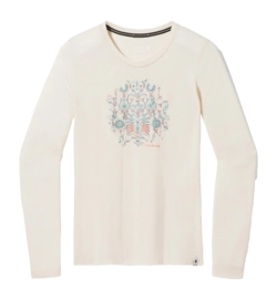Long Sleeve Shirt Smartwool Women Floral Tundra Graphic Long Sleeve Tee Almond Heather