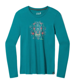 Long Sleeve T-Shirt Smartwool Women Floral Tundra Graphic Long Sleeve Tee Emerald Green