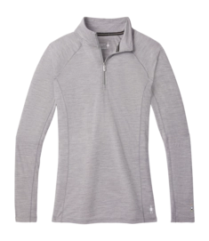 Ondershirt Smartwool Women Classic All-Season Merino Base Layer 1/4 Zip Boxed Light Gray Heather