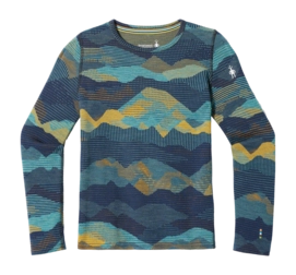 Unterhemd Smartwool Classic Thermal Merino Base Layer Crew Boxed Kinder Blueberry Mtn Scape