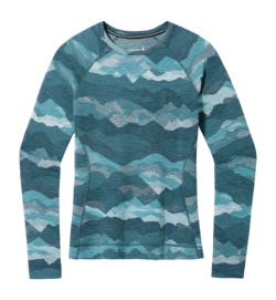 Unterhemd Smartwool Classic Thermal Merino Base Layer Crew Boxed Damen Twilight Blue Mtn Scape
