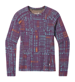 Unterhemd Smartwool Classic Thermal Merino Base Layer Crew Boxed Damen Purple Iris Digi Plaid