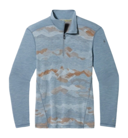 Ondershirt Smartwool Men Classic Thermal Merino Base Layer 1/4 Zip Boxed Pewter Mtn Scape