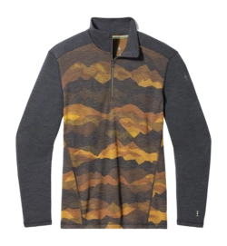 Maillot de Corps Smartwool Men Classic Thermal Merino Base Layer 1/4 Zip Boxed Charcoal Mtn Scape