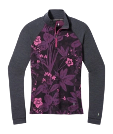 Ondershirt Smartwool Women Classic Thermal Merino Base Layer 1/4 Zip Boxed Purple Iris Floral