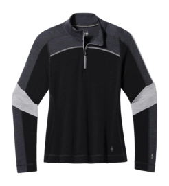Unterhemd Smartwool Classic Thermal Merino Base Layer Colorblock 1/4 Zip Boxed Black-Charcoal Heather