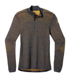 Maillot de Corps Smartwool Men Intraknit Thermal Merino Base Layer 1/4 Zip Charcoal-Honey Gold