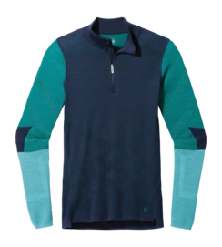 Maillot de Corps Smartwool Women Intraknit Thermal Merino Base Layer Colorblock 1/4 Zip Deep Navy