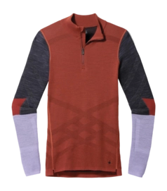 Maillot de Corps Smartwool Women Intraknit Thermal Merino Base Layer Colorblock 1/4 Zip Pecan Brown