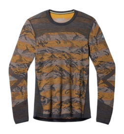 Maillot de Corps Smartwool Men Intraknit Thermal Merino Base Layer Pattern Crew Honey Gold Mountain