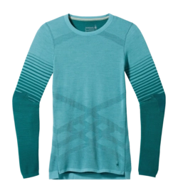 Maillot de Corps Smartwool Women Intraknit Thermal Merino Base Layer Pattern Crew Cascade-Emerald