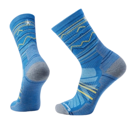 Chaussettes Smartwool Unisexe Hike Light Cushion Mountain Range Pattern Crew Laguna Blue