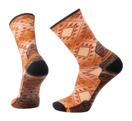 Sok Smartwool Men Hike Light Cushion Southwest Tile Print Crew Socks Orange Rust