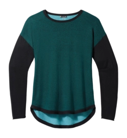 Pull Smartwool Femme Shadow Pine Colorblock Sweater Emerald-Black Marl