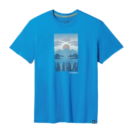 T-Shirt Smartwool Chasing Mountains Graphic Short Sleeve Tee Herren Laguna Blue