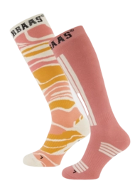 Ski Socks Poederbaas Zebra Pink (2 pack)