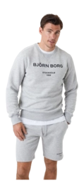 Pull Björn Borg Homme Borg Logo Crew Light Grey Melange