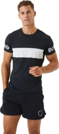 Sports T-Shirt Björn Borg Men Borg Stripe Black Beauty