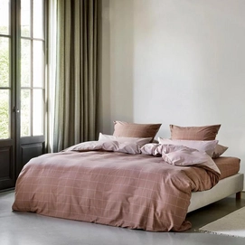 Dekbedovertrek Yumeko Rose-White Pane/Rose Chambray Tencel