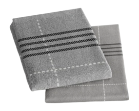 Combi Set DDDDD Morvan Grey 2 Kitchen Towels & 2 Tea Towels