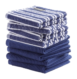 Combiset DDDDD Basic & Stripe Blue 4 Vaatdoeken Basic + 4 Vaatdoeken Stripe