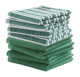 Combiset DDDDD Basic & Stripe Green 4 Vaatdoeken Basic + 4 Vaatdoeken Stripe