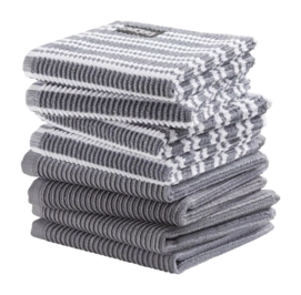 Combiset DDDDD Basic & Stripe Grey 4 Vaatdoeken Basic + 4 Vaatdoeken Stripe