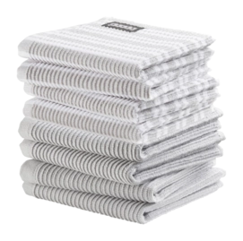 Combiset DDDDD Basic & Stripe Light Grey 4 Vaatdoeken Basic + 4 Vaatdoeken Stripe