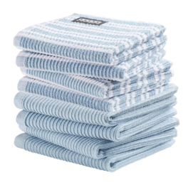 Combiset DDDDD Basic & Stripe Pastel Blue 4 Vaatdoeken Basic + 4 Vaatdoeken Stripe