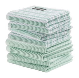 Combiset DDDDD Basic & Stripe Pastel Green 4 Vaatdoeken Basic + 4 Vaatdoeken Stripe