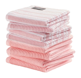 Combiset DDDDD Basic & Stripe Pastel Pinki 4 Vaatdoeken Basic + 4 Vaatdoeken Stripe