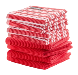 Combiset DDDDD Basic & Stripe Red 4 Vaatdoeken Basic + 4 Vaatdoeken Stripe