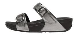 FitFlop Women Lulu Adjustable Slide Leather Classic Pewter Mix