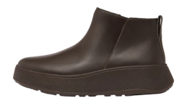 FitFlop Women F-Mode Leather Flatform Zip Ankle Boots Chocolate Brown